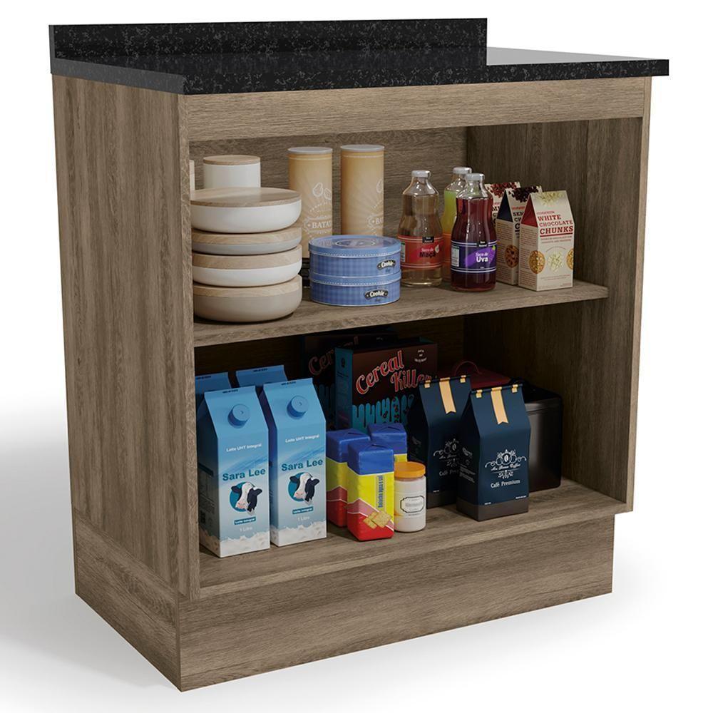 Balcao Tampo 2 Portas 80 Cm Maxxi G744 Kappesberg Nogal Preto - 4