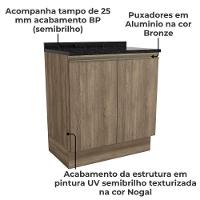 Balcao Tampo 2 Portas 80 Cm Maxxi G744 Kappesberg Nogal Preto - 2