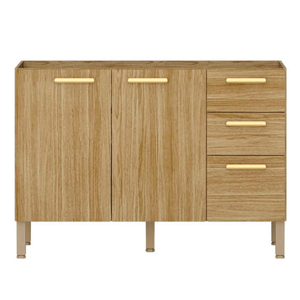 Balcao Para Pia 3 Portas 2 Gavetas 120 Cm Urbane Ktp Freijo - 1