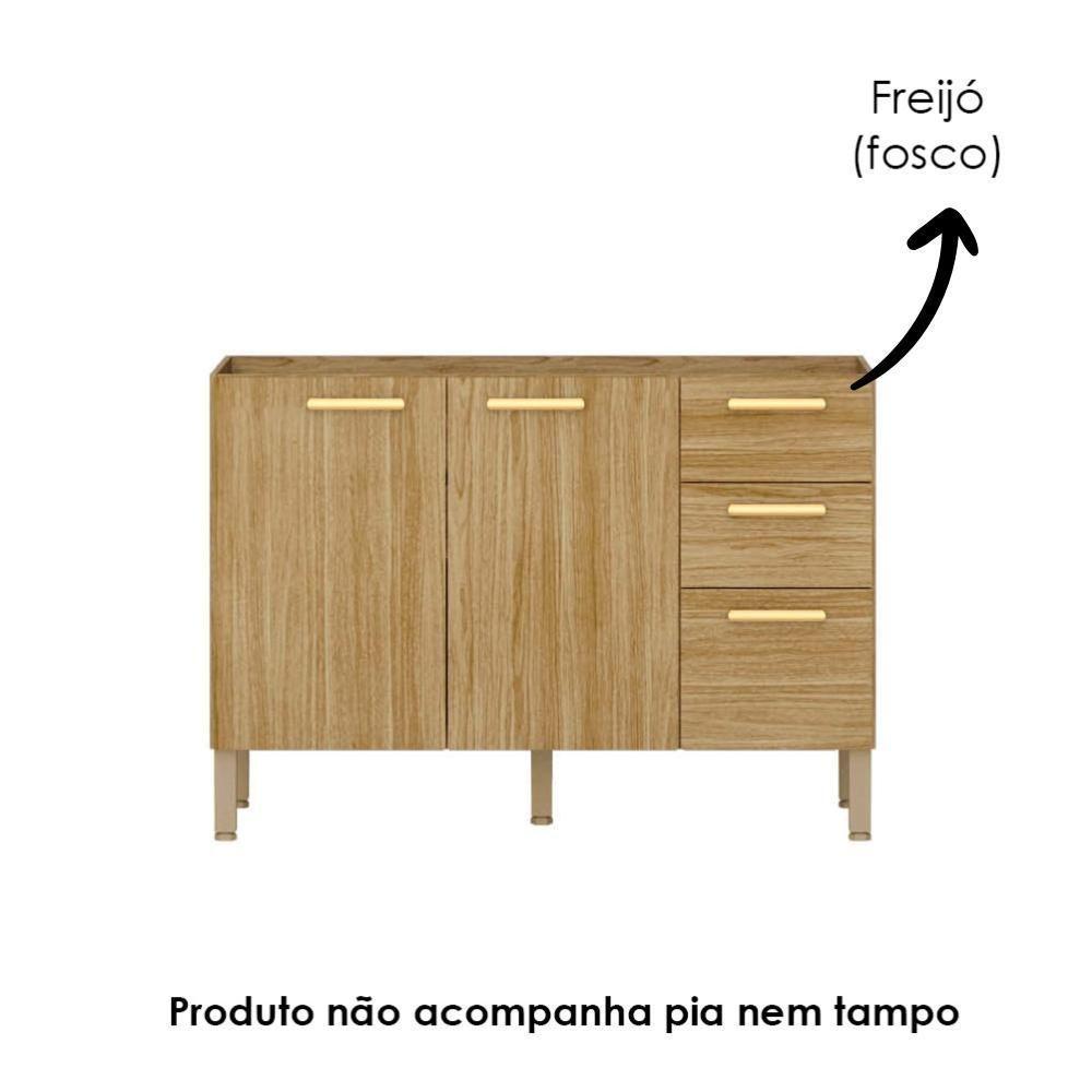 Balcao Para Pia 3 Portas 2 Gavetas 120 Cm Urbane Ktp Freijo - 5
