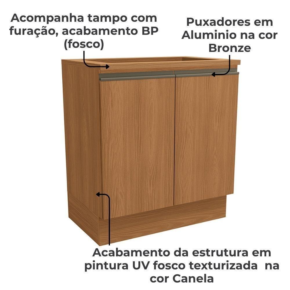 Balcao Tampo Cooktop 2 Portas 80 Cm Maxxi G744 Kappesberg Canela - 3