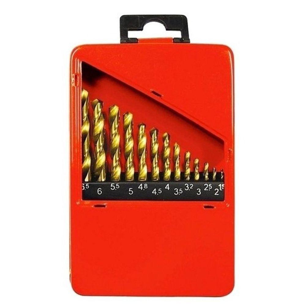 Kit Maleta Ferramentas Com Jogo 13 Brocas Aco Rapido Ar Metal 1,6 A 6,5 Mm Para Metal Quantidade 1 Peça - 1