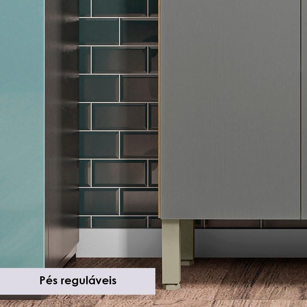 Balcao Com Tampo 3 Portas 1 Gaveta 120 Cm Versalhes Ktp Freijo Gris - 6