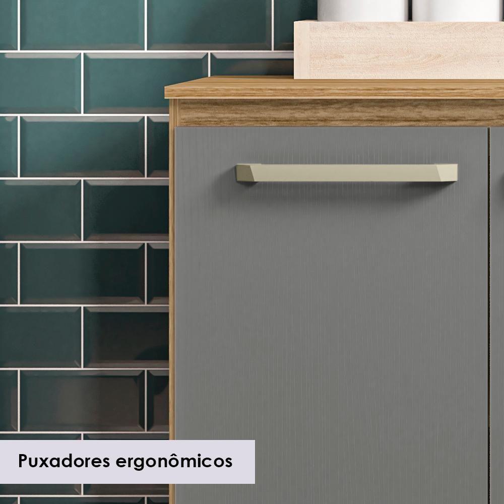 Balcao Com Tampo 3 Portas 1 Gaveta 120 Cm Versalhes Ktp Freijo Gris - 7