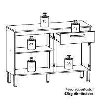 Balcao Com Tampo 3 Portas 1 Gaveta 120 Cm Versalhes Ktp Freijo Gris