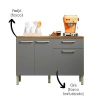 Balcao Com Tampo 3 Portas 1 Gaveta 120 Cm Versalhes Ktp Freijo Gris - 5