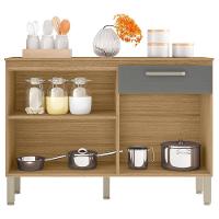 Balcao Com Tampo 3 Portas 1 Gaveta 120 Cm Versalhes Ktp Freijo Gris - 8