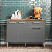 Balcao Com Tampo 3 Portas 1 Gaveta 120 Cm Versalhes Ktp Freijo Gris - 9