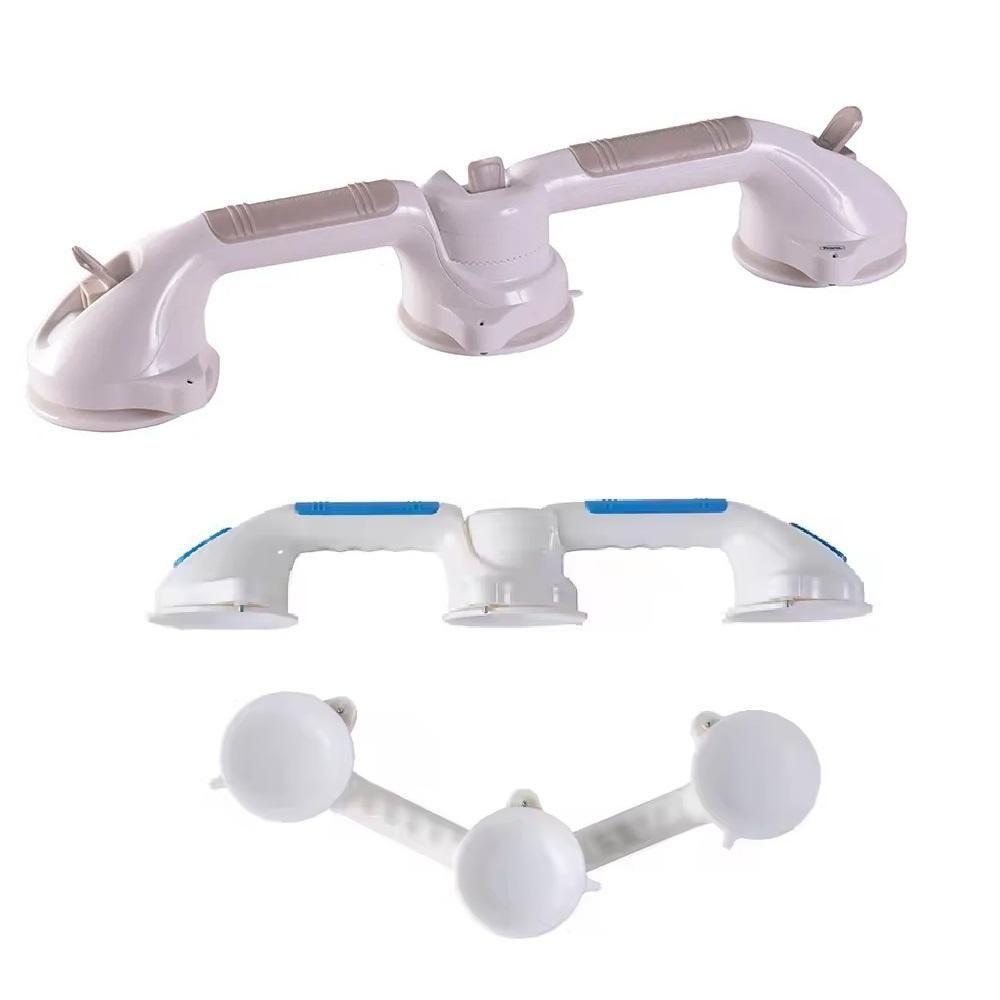 Barra Apoio Tripla Suporte Banheiro Deficiente 2 Em 1 Ventosas Resistente Alca Banho Idoso Ventosa Articulada Portatil V - 2