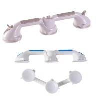 Barra Apoio Tripla Suporte Banheiro Deficiente 2 Em 1 Ventosas Resistente Alca Banho Idoso Ventosa Articulada Portatil V - 2