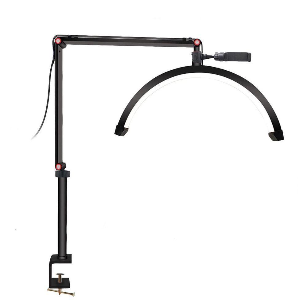 Luz Led Meia Lua Para Cílios Tatuagem Esteticista Mesa Braço Oscilante Chicote Branca Preto - 1