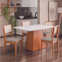 Conjunto Sala De Jantar Mesa 1,36m Trento 4 Cadeiras Santiago Dobuê Madeirado Off White - 2