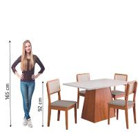 Conjunto Sala De Jantar Mesa 1,36m Trento 4 Cadeiras Santiago Dobuê Madeirado Off White - 6