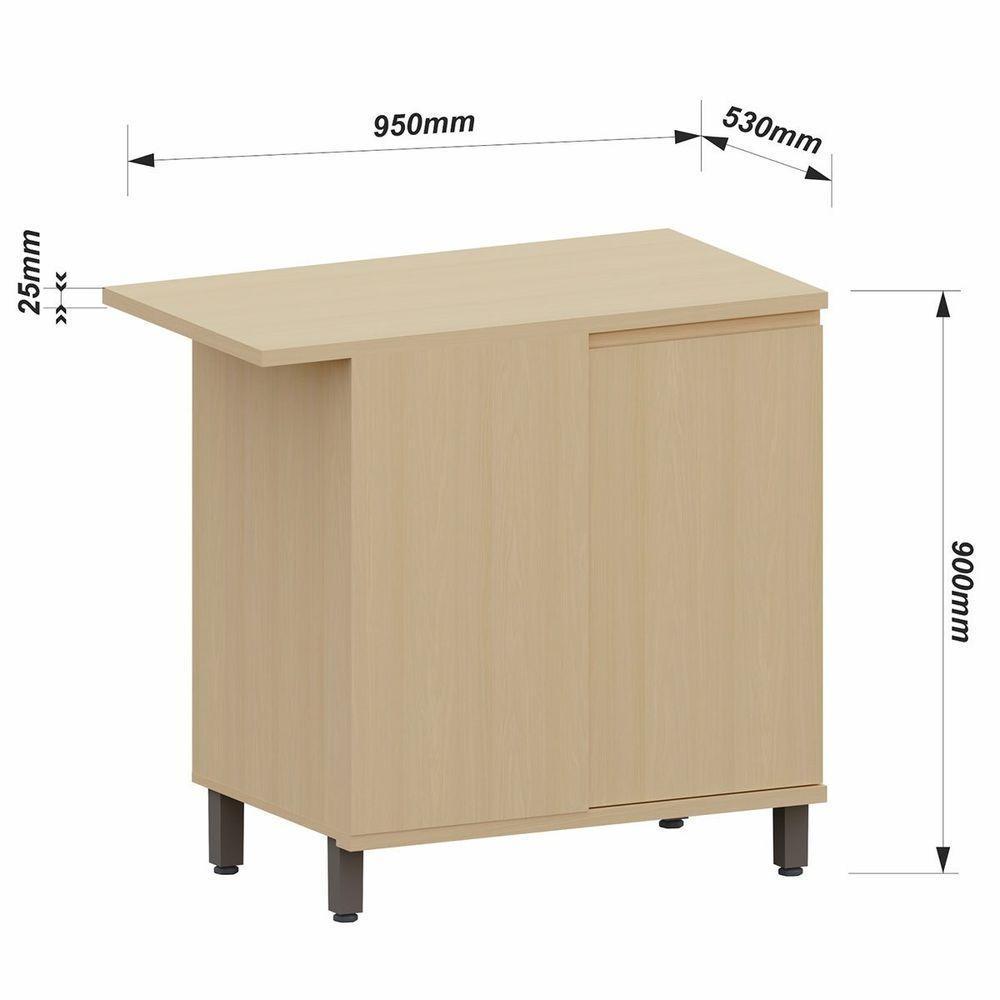 Balcão Canto Reto Para Cozinha 1 Porta Mdp/mdf Aurora Carvalho - 4