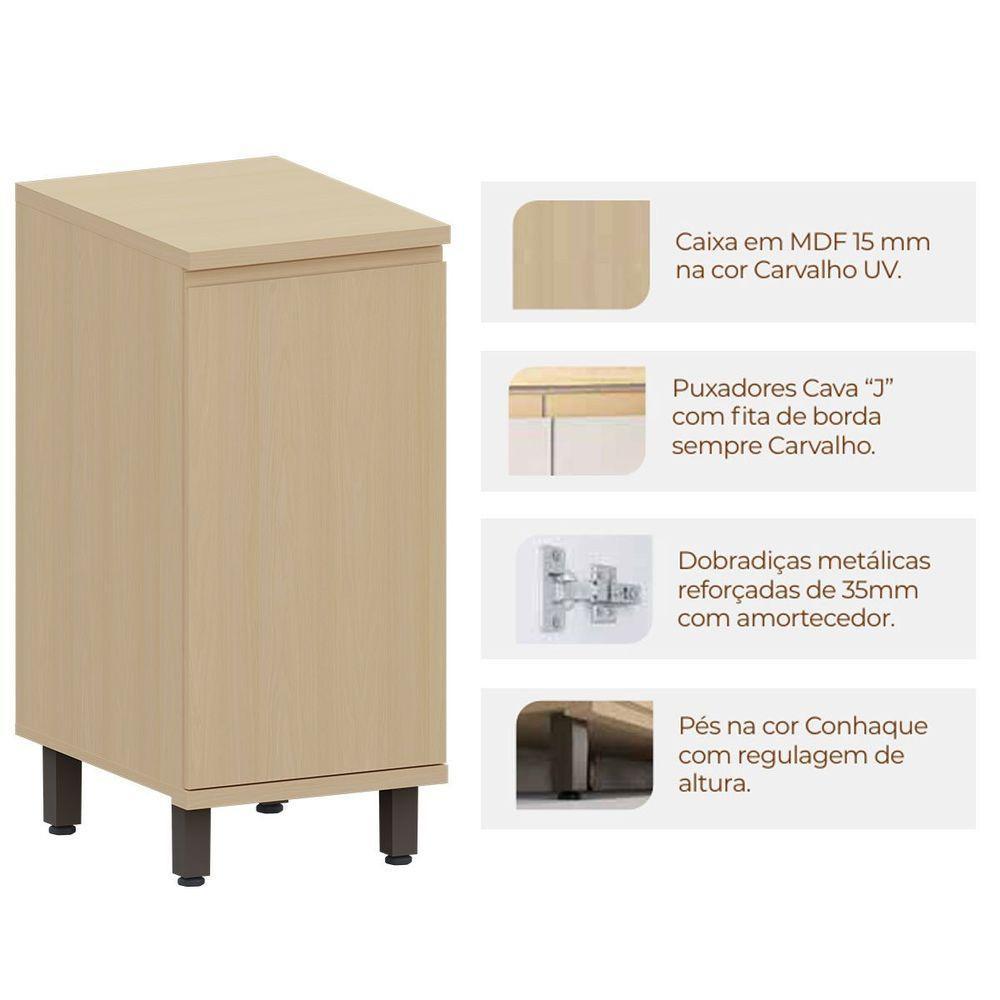 Balcão Para Cozinha 40 Cm 1 Porta Mdf/mdp Aurora Carvalho - 5