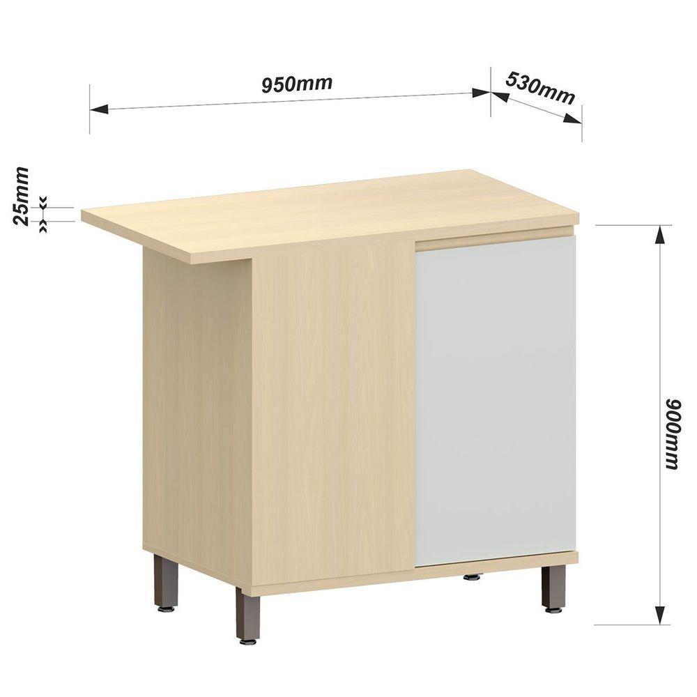 Balcão Canto Reto Para Cozinha 1 Porta Mdp/mdf Aurora Cinza Cristal - 4