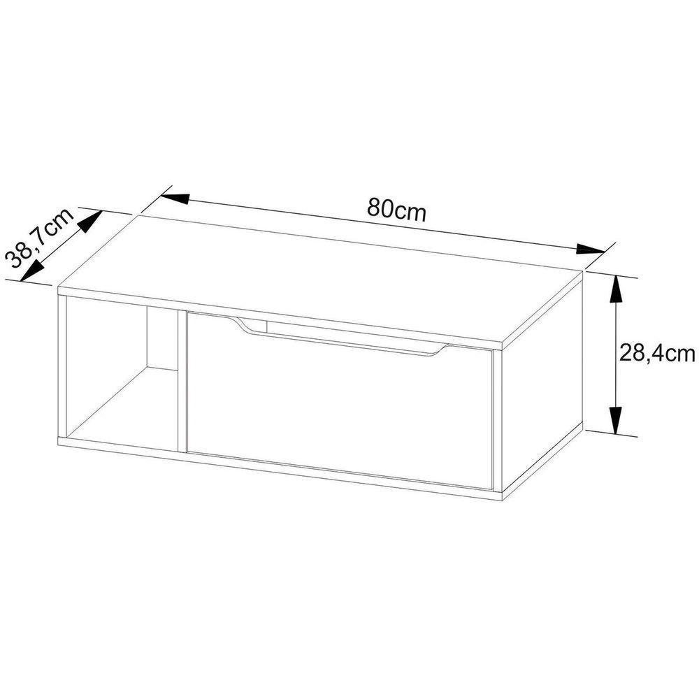 Gabinete De Banheiro 80 Cm Com 1 Porta E Nicho Amêndoa/branco - 3