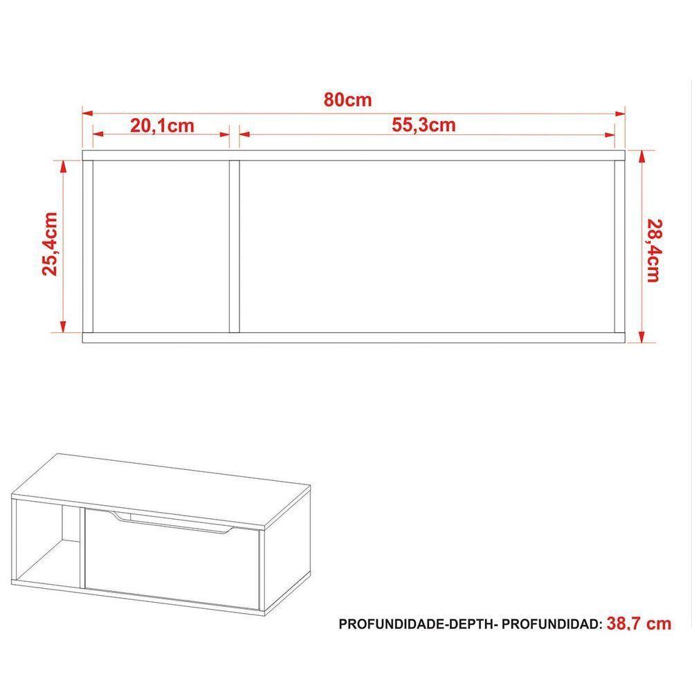 Gabinete De Banheiro 80 Cm Com 1 Porta E Nicho Amêndoa/branco - 5