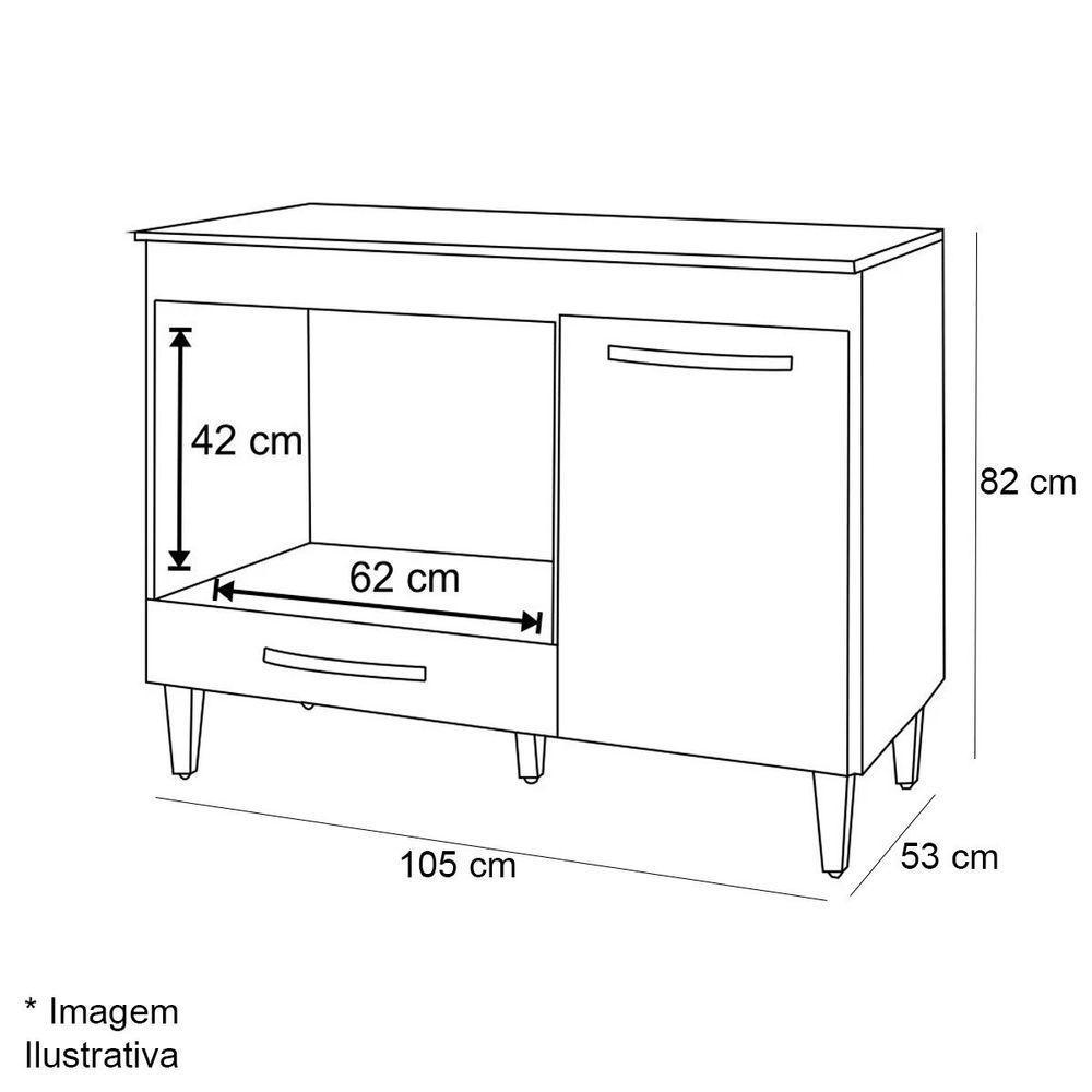 Balcão Para Cooktop 1 Porta 1 Gaveta Com Tampo Cátia Amêndoa/branco - 2