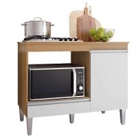 Balcão Para Cooktop 1 Porta 1 Gaveta Com Tampo Cátia Amêndoa/branco - 1