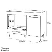 Balcão Para Cooktop 1 Porta 1 Gaveta Com Tampo Cátia Amêndoa/branco - 2