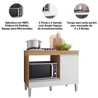 Balcão Para Cooktop 1 Porta 1 Gaveta Com Tampo Cátia Amêndoa/branco - 3