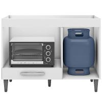 Balcão Para Cooktop 1 Porta 1 Gaveta Com Tampo Cátia Amêndoa/branco