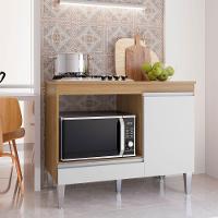 Balcão Para Cooktop 1 Porta 1 Gaveta Com Tampo Cátia Amêndoa/branco - 5