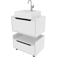 Kit Balcão E Gabinete De Banheiro Com Cuba 1 Porta 1 Gaveta Branco - 1