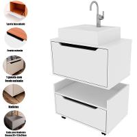 Kit Balcão E Gabinete De Banheiro Com Cuba 1 Porta 1 Gaveta Branco - 2