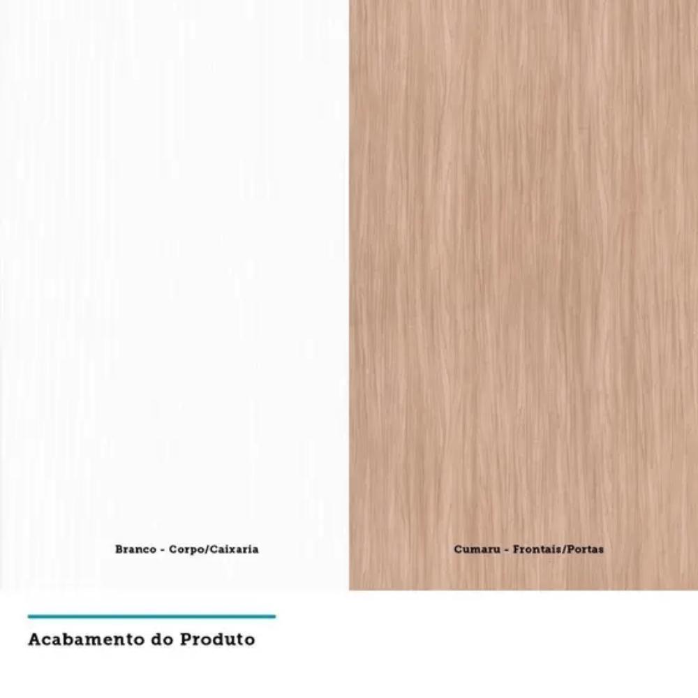 Balcão De Cozinha Com Tampo 1 Porta 1 Gaveta Pérola Branco Polar Com Cumaru 80cm - 2