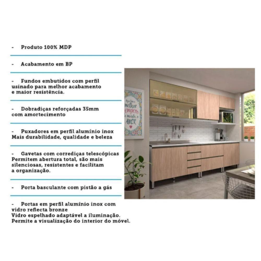 Balcão De Cozinha Com Tampo 1 Porta 1 Gaveta Pérola Branco Polar Com Cumaru 80cm - 6