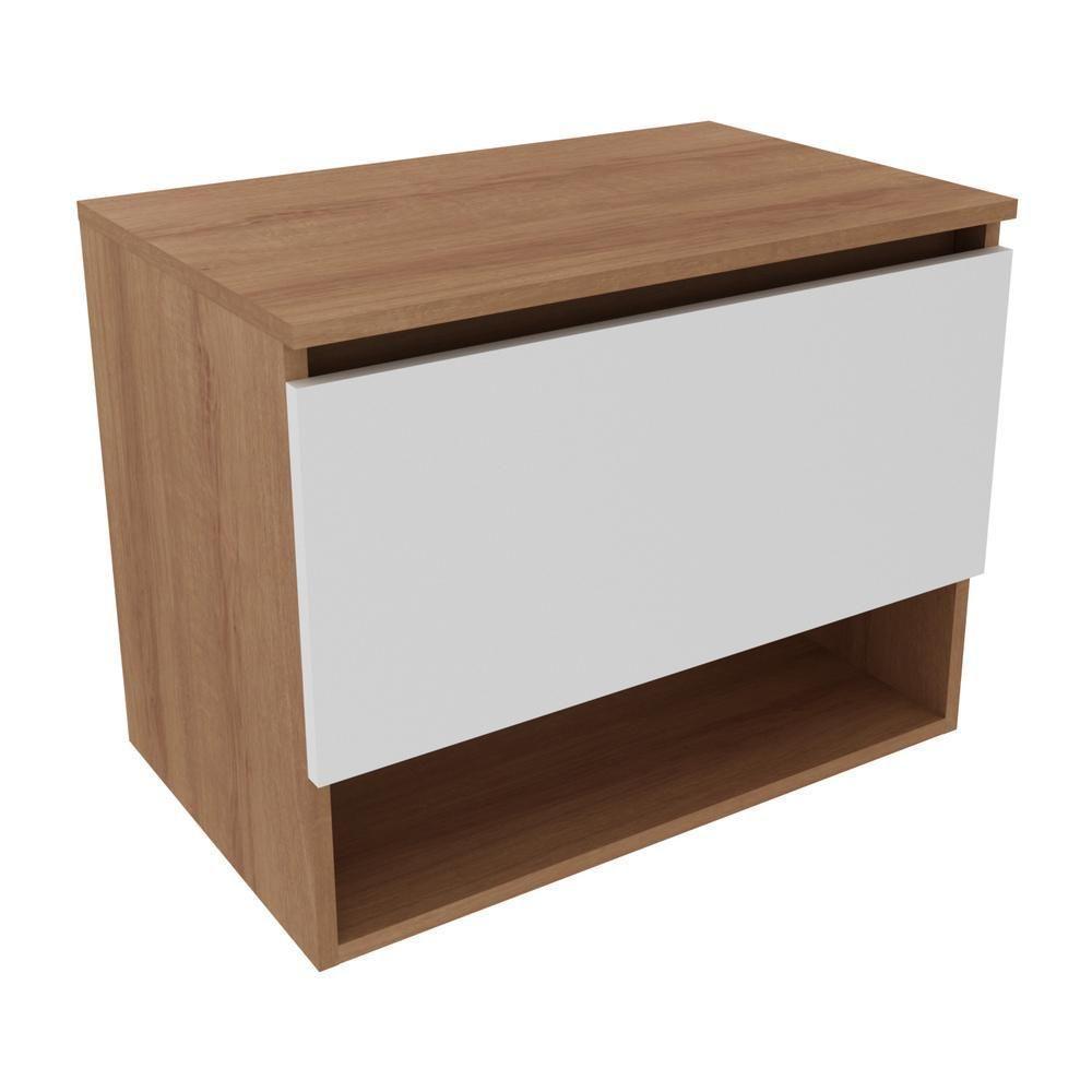 Gabinete Banheiro 1 Porta 60Cm Suspenso Multimóveis Vcr10086 Amêndoa/Branco Amêndoa/Branco - 1