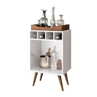 Balcão Bar 4 Nichos Para Garrafas Com Bandeja Pub Branco - 1