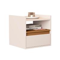 Mesa De Cabeceira Suspensa Minerva Com 1 Porta Off-white/nature - 2