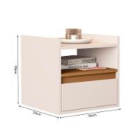 Mesa De Cabeceira Suspensa Minerva Com 1 Porta Off-white/nature - 3