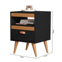 Kit 2 Mesas De Cabeceira Sal Com 1 Gaveta Preto/ypê/preto - 3