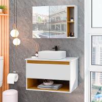 Conjunto Para Banheiro Gabinete Suspenso Com Cuba E Espelheira Florence Branco - 1