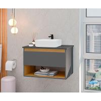 Gabinete Armário Para Banheiro Suspenso Florence Com Cuba Cinza - 1