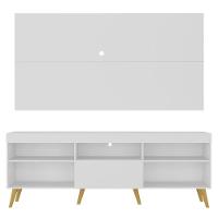 Rack Com Painel E Suporte Tv 65" Retrô Flórida Up Multimóveis Mp1043 Branco/natural - 2