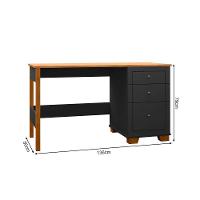 Escrivaninha Mesa Fênix Com 3 Gavetas Preto/nature - 2