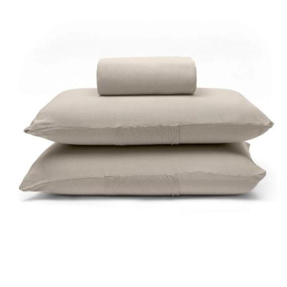 Jogo De Cama Buettner King Malha 100% Algodão Basic Liso 3 Peças Trigo - 1
