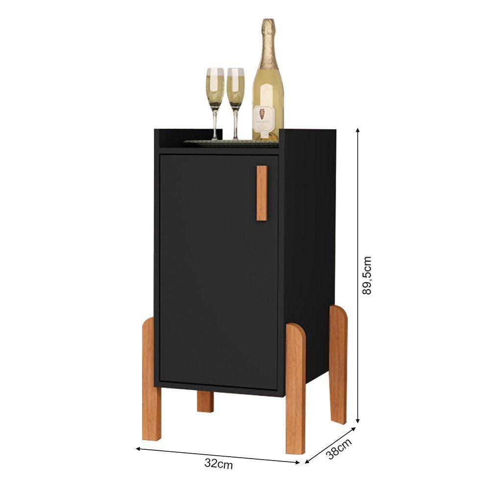 Armário Balcão Multiuso Poseidon Com 1 Porta Preto - 3
