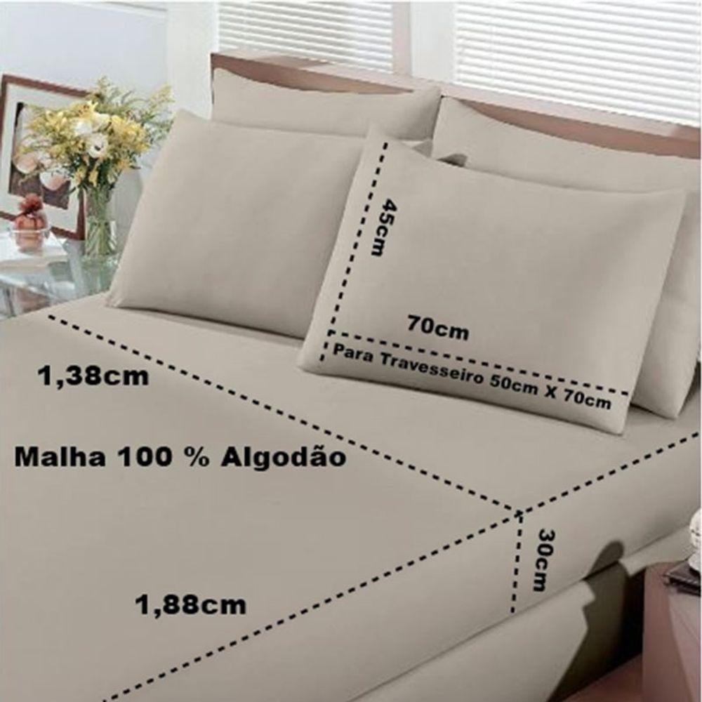 Jogo De Cama Buettner Casal Malha 100% Algodão Basic Liso 3 Peças Trigo - 4
