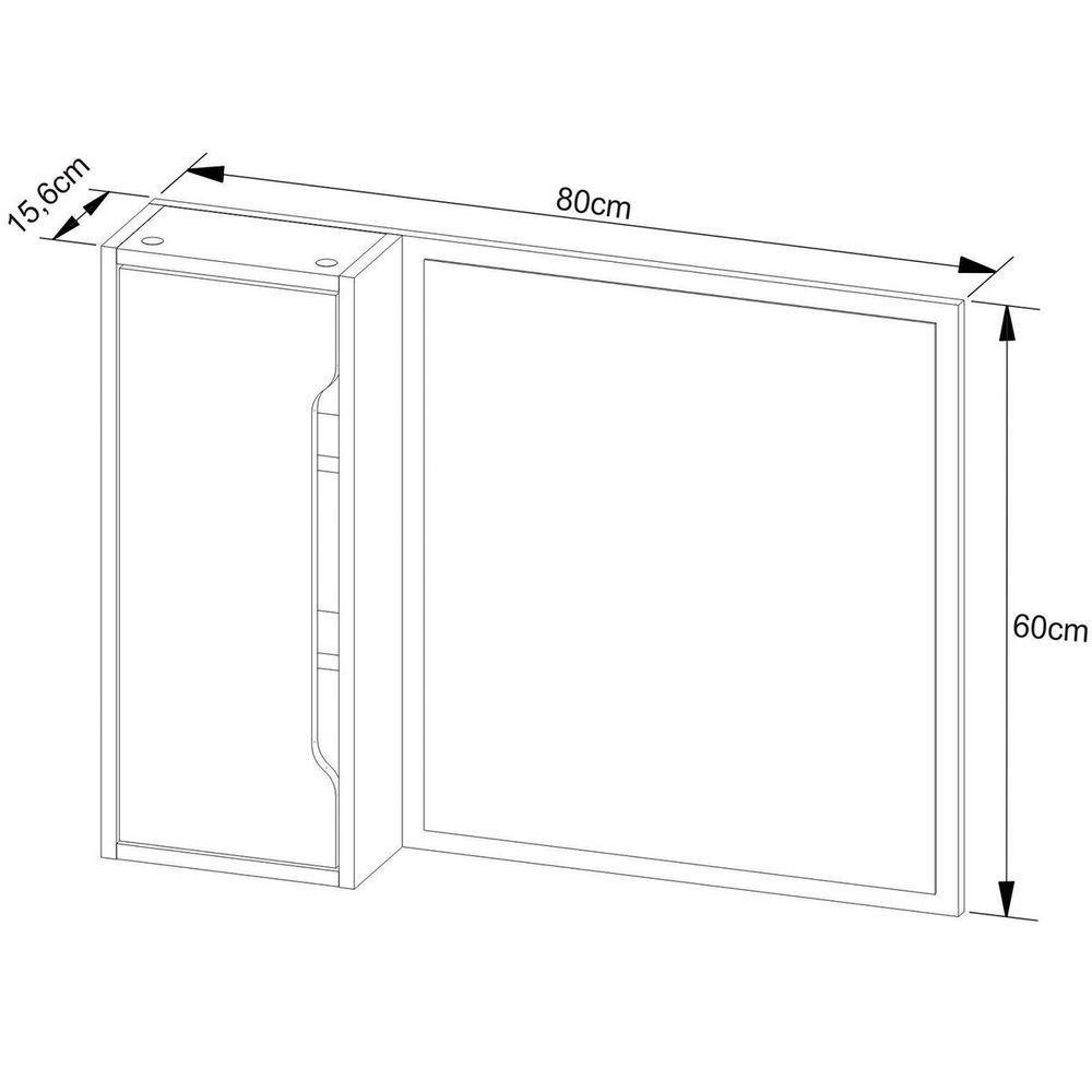 Espelheira Para Banheiro 80 Cm Com 1 Porta Amêndoa/branco - 4