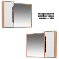 Espelheira Para Banheiro 80 Cm Com 1 Porta Amêndoa/branco - 3