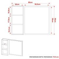 Espelheira Para Banheiro 80 Cm Com 1 Porta Amêndoa/branco - 6