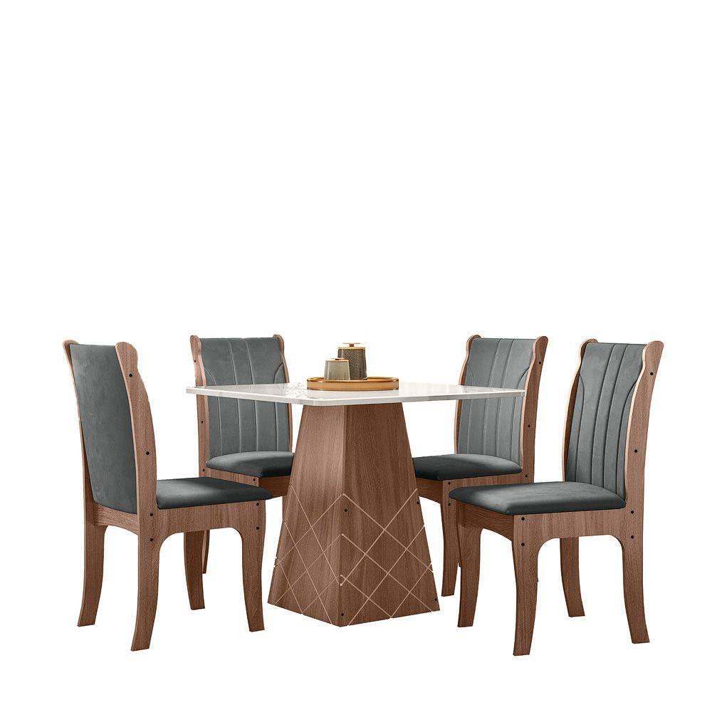Conjunto Serena Mesa 0,90 Com 04 Cadeiras Amendoa 03a - 1