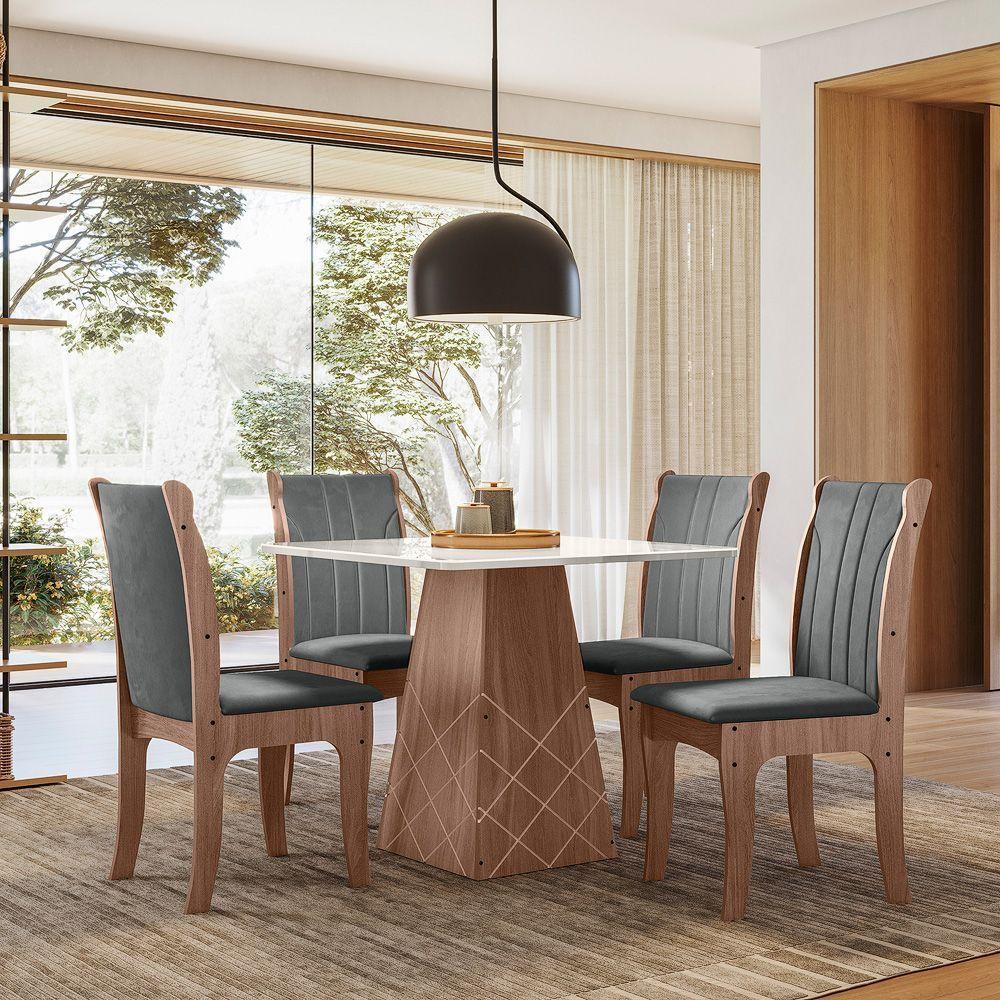 Conjunto Serena Mesa 0,90 Com 04 Cadeiras Amendoa 03a - 2