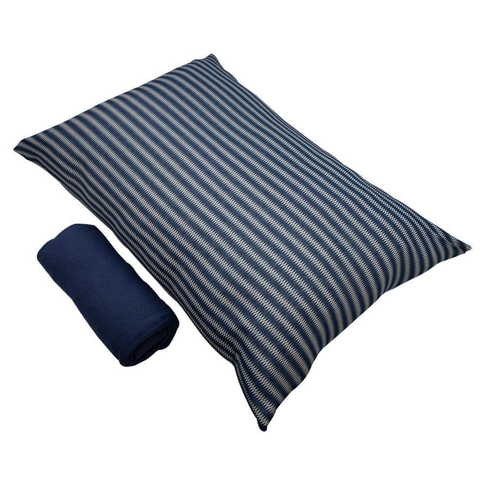 Jogo De Cama Solteiro Portallar Malha 100% Algodão Varsóvia 2 Peças Azul - 2